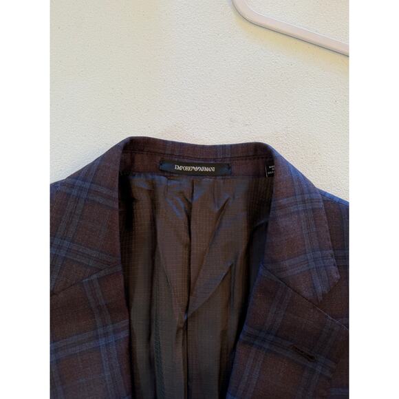Emporio Armani G-Line Plaid Wool Super 130's Mens Sports Coat Sz 50 EU 40 US - Picture 4 of 10